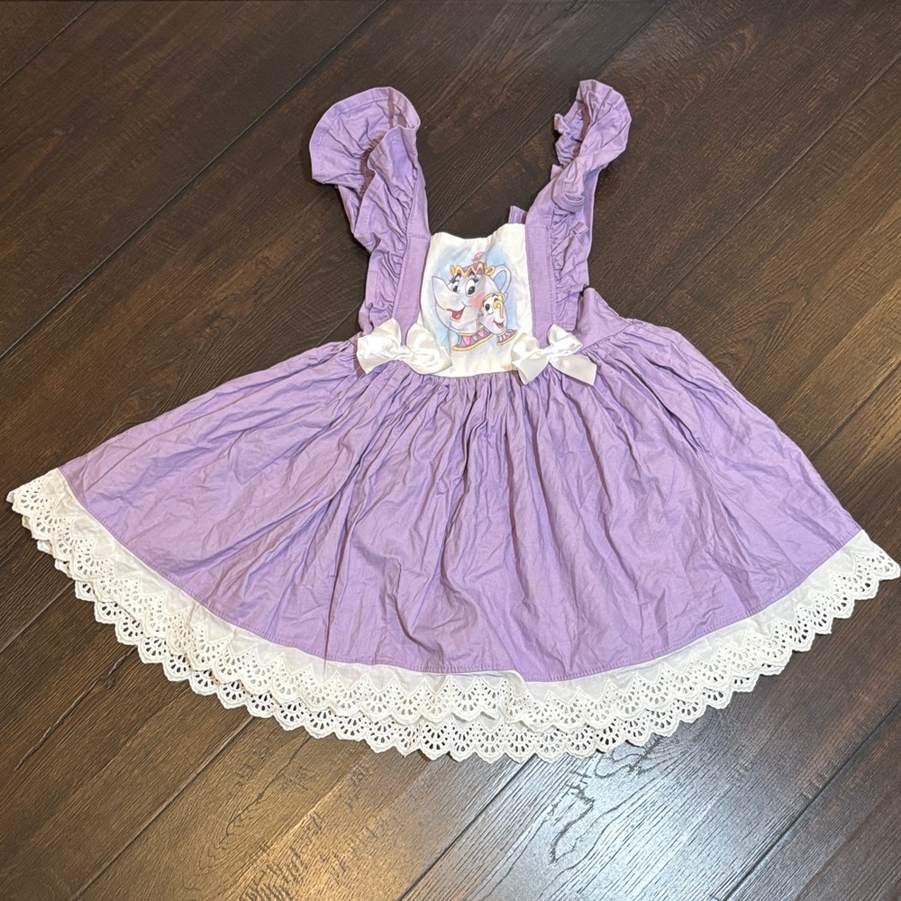 Beauty & The Beast Purple Mrs. Potts Kids OOAK Dress